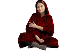 Walser Przytulny Sweter, Snuggle Bluza z Kapturem z Rękawami, Oversize, Damska, Puszysta, Przytulna XXL, Koc z Kapturem, 104 x 102 cm, Granatowa