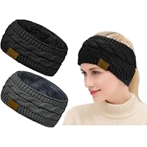 Damen Stirnband Winter - Geflochtenes Häkelstirnband Mit Schleife & Perlen In Leopard Oder Uni