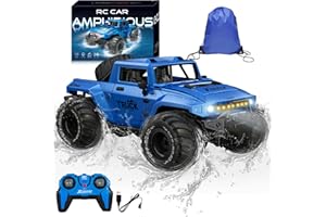 BORSCELLOR Remote Control Car, Amphibious RC Cars 1:16 Waterproof Remote Control Monster Truck Toys for Boys, Off-Road Stunt RC Vehicle 360° Rotation with LED Light for Adults Kids