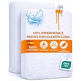 MATTREX | Cot Mattress Protector 90 x 190 cm Waterproof and Breathable Coral Touch &ndash; Anti-Bacterial Cot Mattress Protector wi