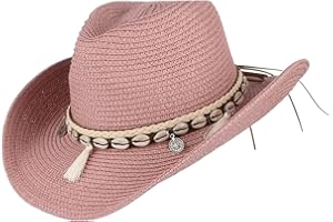 GEMVIE Sombreros de Paja para Mujer Sombrero de Sol Gorra de Playa con Cinta de Concha + UPF50 Ajustable y Empacable Mujer Sombrero de Verano Fedora Trilby