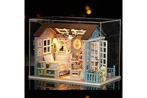 Tiandirenhe Casa de Muñecas en Miniatura de Bricolaje,DIY Mini 3D Regalo Creativo de Casas para Muñecas, decoración Navideña, Regalo De Cumpleaños para Niños, Adolescentes, Adultos (Blue Hut)