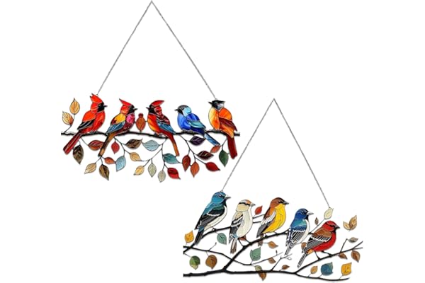 Ornement Jardin Extérieur - Ensemble d'Ornement Mural Jardin en Acrylique avec Oiseaux et Branches de Feuilles, Parfait pour l'Extérieur de Jardin - Clôtures Décoratives de Style Unique