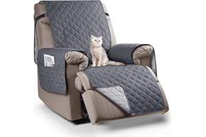 TAOCOCO Recliner Sofa Covers, Sofa Cover Waterproof Protector, Chair Covers For Armchairs With Side Pocket(1 Seater,Dark Grey) (JS-SXDFG1DG)