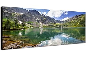 PAUL SINUS ART Hohe Tatra Polen Berge 150x50cm Panorama auf Leinwand und Keilrahmen fertig zum aufhängen - Wandbilder auf Leinwand bestechen durch ihre ungewöhnlichen Formate und dem detaillierten Druck