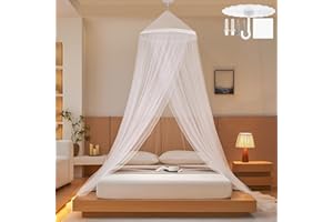 PUERHUACI Zanzariera Letto Matrimoniale Singolo,Mosquito Net a Cupola in Poliestere Baldacchino Bianca con Kit Sospensione,Zanzariera Portatile a Maglie Sottili da Viaggio e Casa Adatto 60x250x1100cm