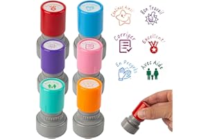 Afenau Tampons Enseignants Français,Lot de 6 Tampon Ecole pour Enseignant,Timbres De Fournitures Pour Les Devoirs,Tampon Encreur Enseignant,Tampon Encreur pour Enfant,Tampon pour Encourager Élèves