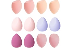 VONSERA 12 Pezzi Spugnette Trucco Make Up, Beauty Blender per Fondotinta, Correttore e Cipria, Spugna Makeup Morbida, Lavabile Spugnetta, Bagnato/Asciutto per Liquid, Creme e Polveri, Con Scatola Portaoggetti