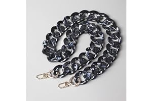 KMERCE Catena per Borsa Nero, Tracolla per Borsa in Resina, Catena Portatile donna acrilica di Ricambio per borsetta Fai da Te, Borse a Tracolla, Pochette, Catena di telefonia mobile, Lunghezza 85cm