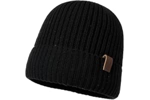 Fancet 100% czapka wełniana z merynosów dla mężczyzn i kobiet, ciepła czapka zimowa z polarową podszewką do biegania, golfa, unisex, dopasowanie, miękka i rozciągliwa, wełniana czapka męska, czapka z