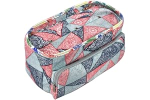 ‎KATECH Katech Stricken Aufbewahrung, Tragbare Stricktasche/Handarbeitstasche/Häkeltasche zum Transportieren von Strick-/Häkeln Wolle und Zubehör (Blau-rosa)