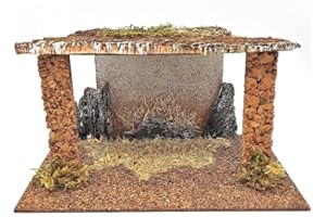 Acan Tradineur - Cueva rústica 15 x 26,8 x 15 cm, Corcho y Resina, Portal, Pesebre para Figuras Decorativas de belén navideño, decoración de Navidad Tradicional