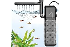 AQQA Fish Tank Filter, 800L/h Internal Aquarium Filter with Aeration & Rainfall, 9W Quiet Fish Tank Filter Pump for Tanks up to 250L