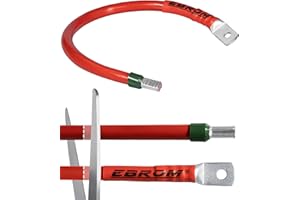 EBROM Batteriekabel Pluskabel 25 mm² rot, komplett, ab 30 cm bis 10 m, viele Längen + Ringösen/Kabelschuhe M6/M8/M10/M12 + Aderendhülse gegenüber, Ihre Auswahl 25 mm2, 100 cm Kabelschuh M8 + Hülse