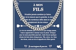 CheersLife Collier Cubana pour Homme À Mon Fils Chaine Acier Inoxydable Collier Homme 6mm Bijoux Cadeau pour Lui Fils Copain Mari Idées Cadeau Noel Anniversaire