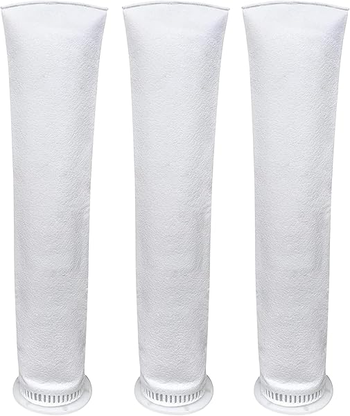 Purocell 3pcs Bag Filter for Water Tank, 5 Micron Sediment Filter for Overhead Water Tank & 20 Inch Big Blue Housing | Reusable Cartridge for Sand, Dirt, Silt,