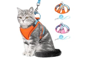 BRIFIT Soft Mesh Escape-Proof Cat Harness and Leash Set for Walking, Adjustable Reflective Vest Harness, Puppy Harness and Lead Set, Walking Jacket Running Cushioning Vest for Outdoor Training, (XS Orange)
