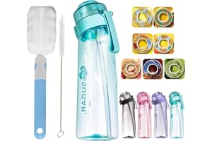 USPER Air Gour Up Bouteille, 650ML Air-up Gourd Avec 7 sul Saveur Gout Pods, Bouteille d'eau Parfumée Sans Avec Paille-0 Sugar 0 Crie et tasse d'eau