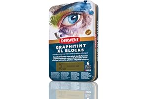 Derwent 2306175 - Caja Metálica con 12 Barras de Colores XL Graphitint, Barras Extra Largas de 60mm, Solubles en Agua, Ideales para Bocetaje, Dibujo y Bellas Artes, Calidad Profesional