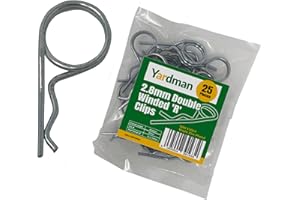 YARDMAN R Clips 25-pcs 2.8mm - Double Winded – Bright Zinc Plated - Locking Hitch Pin – R Shape Coil Cotter Pin - R Split Retaining Hair Pin Clips for Tractors, Trailers, Auto Mechanics