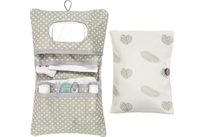MOAZIFI Baby Windeltasche mit Wickelunterlage für Unterwegs, Wickeltasche Organizer, Unterwegs mit Extra Viel Platz, Wiederverwendbare Baby Wickelauflage Maschinenwaschbar für Unterwegs Wickel Clutch