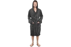 NY Threads Luxury Men’s Hooded Dressing Gown Super Soft Men’s Fleece Robe Cozy Hooded Plush Loungewear