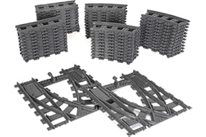 CORPOWER City Set di Binari, 54 pezzi City Binari, Inclusi Binari Trasversali, Binari Dritti, Binari Curvi, Accessori per Treno da Città, Idee Regalo per Ragazzi, Ragazze e Bambini