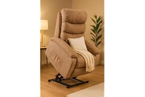 ZANGELI Riser & Recliner Chair for the Elderly – Brown Fabric Power Lift Chair with Remote Control, Side Pockets & Assisted Stand Function