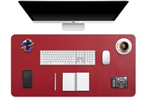 DOBAOJIA Tappetino per Mouse Grande Mouse Pad Mat XXL Sottomano da Ufficio Tappetino da Tavolo Pad per Scrivania Laptop, Pelle PU Impermeabile + Scamosciata Antiscivolo 90 x 43 cm (Rosso Bordeaux)