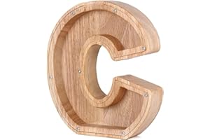 ANTTYSCAR Buchstabe Spardose Buchstabe Holz Groß, A-Z Buchstaben Spardose Hölzerne Sparbüchsen Alphabet Münze Bank Münze Geld Bank für Erwachsene Kinde（C）