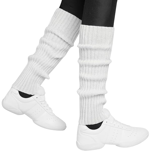 2 Paires Jambières Années 80 90 Rose Fluo Blanc Fluo - Guêtres Tricotées Rétro Danse Aérobic