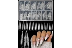 XIAOHEBAN 120 Pièces Popit Ongle Amande, 12 Tailles d'Extension Faux Ongles Capsule Americaine Ongle, Gel Popit Ongle Polygel Dual Nail Forms Couverture Complète Pour Manucure Et Diy Nail Art