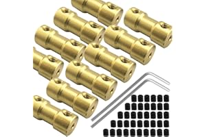 BORDSTRACT 10 Pièces 4mm à 5mm Coupleur D'arbre En Laiton, L20 X D9 Vis Sans Tête Coupleur Rigide Connecteur De Moteur Pour Bricolage, Petit Moteur, Modèle RC