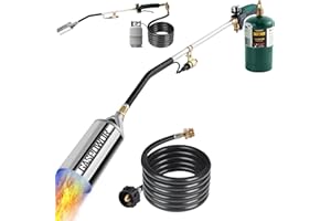 GASPOWOR Heavy Duty Weed Torch,Propane Torch Weed Burner with 8.8 FT Hose,800,000 BTU, Self Igniting Flame Weeder for Weeding