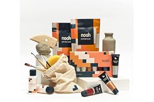 NOAH'S BOX noah Pottery Kit for Beginners - Set includes Air Dry Clay, Tool Kit and Acrylic Paints - Craft Set (White Clay/Starry Night Paint)