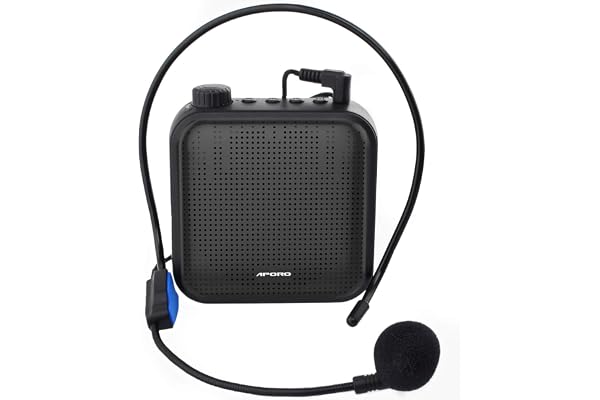 Amplificateur de Voix, Système de Sonorisation Rechargeable 12W (1200mAh) avec Microphone Filaire pour Les Enseignants, Guide Touristique et Plus (Noir)