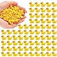 Vyuwast 100 Pcs Mini Resin Ducks, Tiny Ducks, Realistic Shape Mini Duck,Yellow Tiny Ducks Mini Ducks, Miniature Figures and Cute Baby Bath Time Toy for Birthday Christmas Party Garden DIY(Yellow)