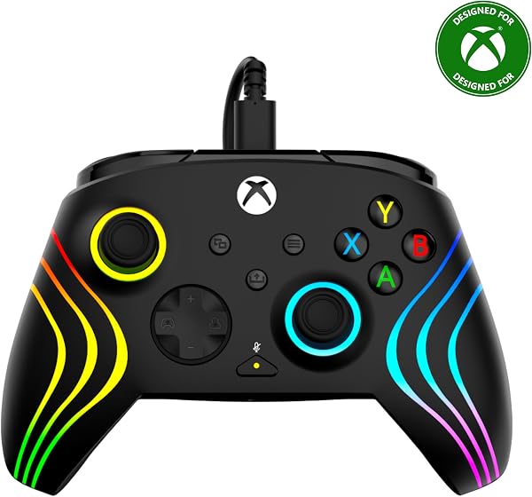Turtle Beach Afterglow Wave Black Wired RGB Gaming Controller with Mappable Buttons, Hall-Effect Hair Triggers and Audio Controls. Licensed for Xbox Series X orS, Xbox One & Windows - 1