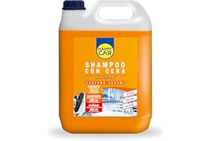 HAPPYCAR Happy Car - Shampoo e Cera Auto, Lucidante, Protettivo e Autoasciugante, Contro Macchie e Sporco Ostinato, Concentrato, Asciugatura Rapida, Profumo Agrumi, 5L
