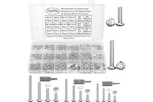 FandWay 900 Stk M2 M2.5 M3 Torx Schrauben Linsenkopfschrauben mit Torx Gewindeschrauben Set Rundkopfschrauben Edelstahl 304 Maschinenschrauben Muttern und Unterlegscheiben Sortiment Kit.