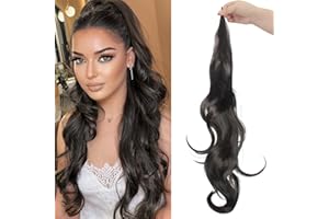‎DSOAR 32 Zoll Flexible Pferdeschwanzverlängerung Wrap Around Synthetische Pferdeschwänze Lockiger Pferdeschwanz Haarteile