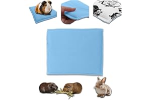 NEO SOLVO Coussin Polaire Epais 30 x 26 cm pour Cochon d'Inde et Lapin - Absorbant côté Polaire - Doux et Frais côté Blanc - Confortable et Chaud - Bleu