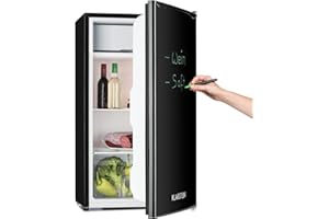 KLARSTEIN Spitzbergen Uni - réfrigérateur, pose libre, marqueur sur la porte,90L, 2 clayettes,3 comp. de porte,congélateur, compart. légumes,temp. 5 positions,porte modifiable, noir