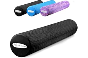 ACTIVE FOREVER Solid Floating Dot Foam Roller，Relieve Muscle Tension&Promote Circulation，High Density Massage Rollers for Back, Legs, Fitness, Yoga, Pilates-Black（90cm*15cm）