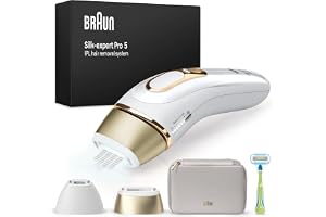 Braun Lumiere Pulsee Silk - Expert Pro 5 PL5152, vit och guld | Laseralternativ för hemmet, trådbunden, med ficka, Gillette Venus rakhyvel, 2 huvuden