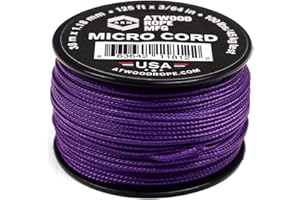 Atwood Rope MFG Tactical Nylon/Polyester Micro Utility Cord 1.18mm X 125ft Reusable Spool | Fishing Gear, Jewelry Making, Camping Accessories (Purple)