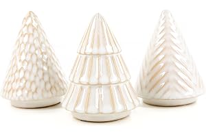 Små granträdfigurer, set med 3 granar av keramik, dekorativt träd jul, vinter och advent, vinterdekoration, julfigurer liten