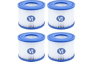 WOEJGO Filter Cartridge for Pool Type VI for Bestway Filter Cartridges Size 6 Pool Filter 58323, Spa Filter Cartridges for Lay Z Spa Filter, for Whirlpool Filter, for Miami, for Vegas, for Monaco, Pack of 4