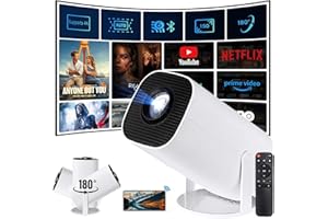 SPICY WORLD Videoprojecteur Mini Projecteur Full HD 1080P WiFi + BT5 Projecteur Video android11, Automatique de La Direction Verticale, Taille de Projection 40~150 Pouces 180° Rotation