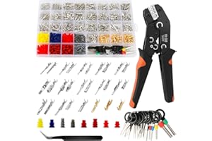 QLOUNI 970 Pièces Pince à Sertir Isolée 0,25-1.5mm²(AWG 23-16),Avec 550Pcs Cosses,Cliquet Auto-Adjuvsable,Cosses Electriques a Sertir,Pince a Sertir Cosse Electrique Pour Connexion de Fils